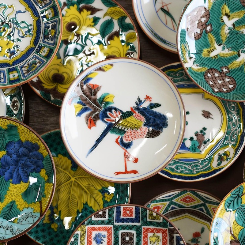 Stylish Kutani Ware Dish, Specialty, Bean Plate, Old Kutani Iroe