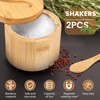 PoDhey Salt and Pepper Bowls Bamboo Pepper Salt Box with