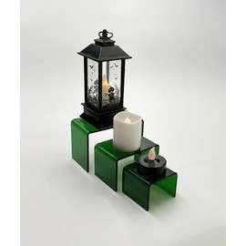 New 2 Inch Deep 3 Piece Acrylic Riser Display Stand Color Variation Set 1 (Dark Green)
