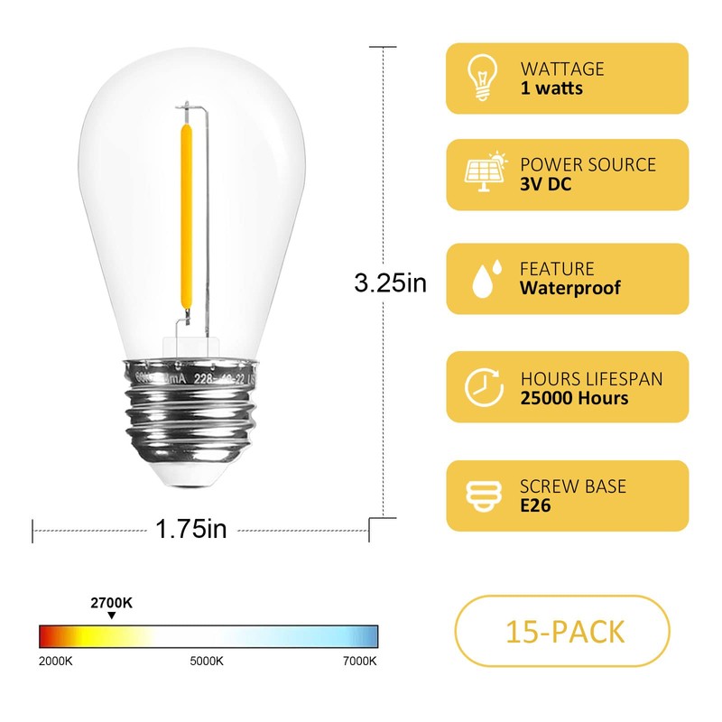 Visther Low Voltage Solar String Light Bulbs Replacement, DC 3V