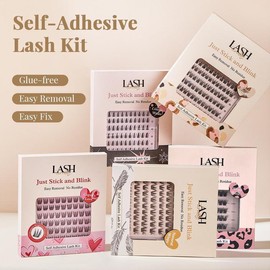 【Lashterally】Makeup # 10-14mm Self-adhesive Glue free Easy Removal DIY lash Extensions natural classic Upgrade D Curl Thick natural  Eyelashes 90/110/120 clusters Tweezer free:_Natural Wispy