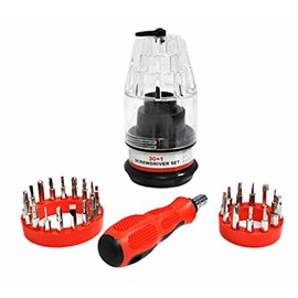 Gadgets Collection 30-in-1 Magnetic Precision Ratcheting Screwdriver Bit Set Multi Tool Repair Kit Phillips Torx Slotted Flathead Hex Bits with Carrying Case & Non-Slip Grip Handle