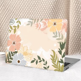 Seorsok Compatible with MacBook Air 13 Inch Case 2022 2021 2020-2018 Release A1932 A2179 M1 A2337,Elegant& Colorful Bright Floral and Leaves Plastic Hard Case with Transparent Keyboard Cover,Pink