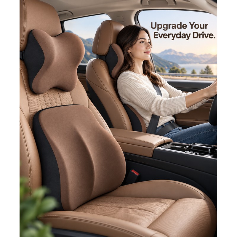 Premium Memory Foam Car Seat Cushion Set for Driving –