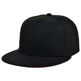 Lids Blank Full Court w/Colored Under Visor Fitted Cap Black/Red 7 3/8