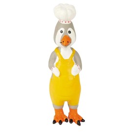 PUREPET Rubber Chicken Dog Toys Fun Colorful Squishy Soft Bouncy Latex Squeaker Choose Character or Set (Yellow Chef)