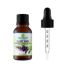 Clary Sage Essential Oil 100% Pure, Undiluted, Therapeutic Grade, Aromatherapy Diffuser with Calibrated Glass Dropper