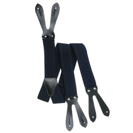 Olata Y Button Up Braces | Unisex Suspenders - 3.5cm, Navy (3043)