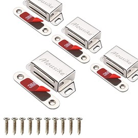 Mousike - Cierre magnético para puerta de clóset de cocina, armarios, armarios, puertas y cajones de acero inoxidable, 25 libras, 2.1"25 lbs(4 Pack), Stainless steel plating