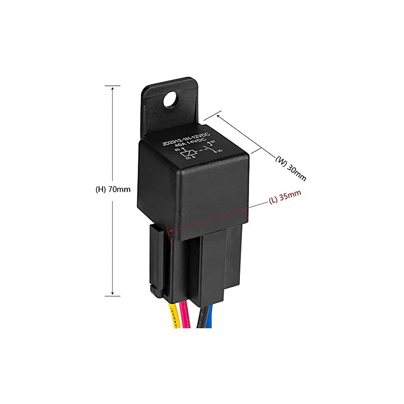 Automotive Relay Harness Set,Jtron 12V 40A 4-Pin SPDT with Interlocking