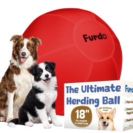 Furdo 18" Herding Ball for Dogs, for Corgis, for Australian Shepherd, for Cattle, for Border Collie, for Blue Heelers & Other Medium to Large Dogs, Herding Dog Ball, Herding Dog Toys - Red