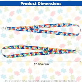 JazSwirl Autism Awareness Lanyard for ID Badges, 17.7 inches Polyester Autism Lanyard for Id Badges for Autism Awareness Month, Autism Badge Holder Lanyards, Autism Awareness Card Lanyards (Puzzle)