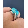 HarlemBling Blue Genuine Turquoise Mens Real Solid 925 Sterling Silver