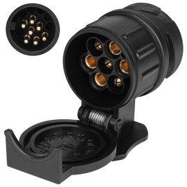 URAQT 13 Pin To 7 Pin Towing Adaptor, 13 to 7 Pin Towing Socket Trailer Plug, Waterproof Trailer Adaptor Tow Connector, Trailer Plug For 12 V Trailer Systems, Caravan Trailers Electric Adapter,Black