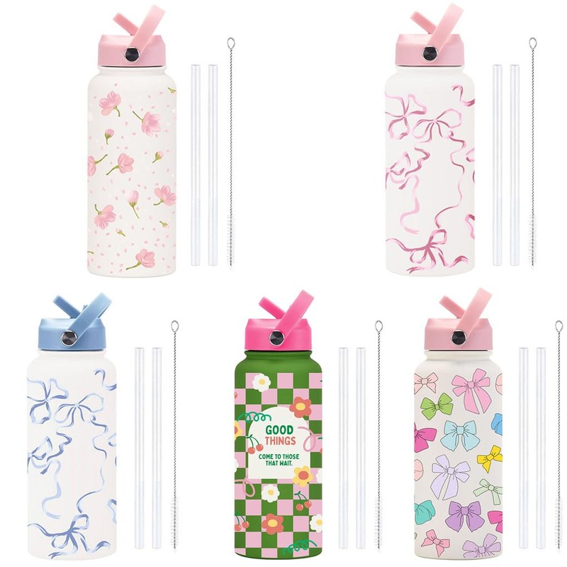Water Bottle 32 Oz for Travelers Insulated Metal Bottle with