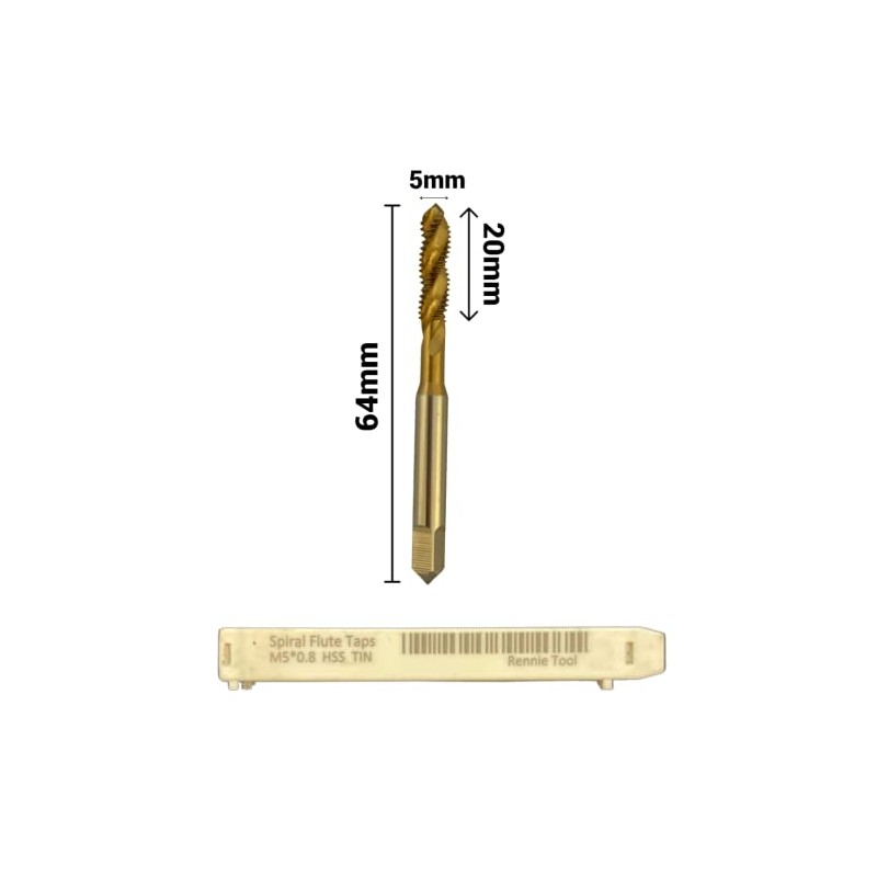 Rennie Tools - M5 x 0.8 Spiral Flute Tap HSS