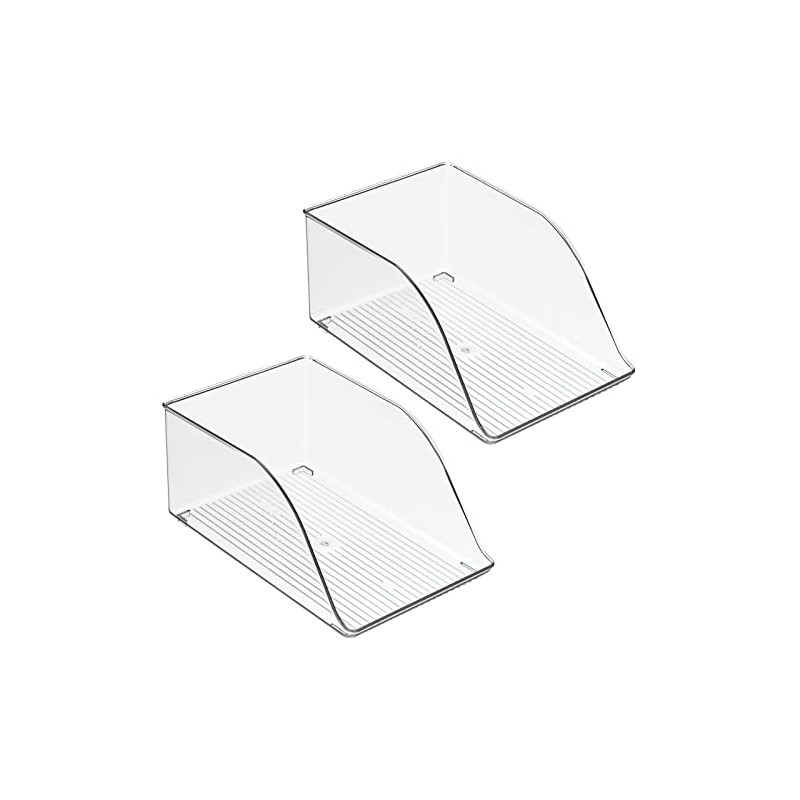 mDesign Small Plastic Water Bottle Stackable Storage Organization Bin with