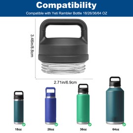 Alrens 1 Pack Chug Cap Replacement for Yeti Rambler Bottle 18/26/36/46/64 OZ, Spill-Proof Rambler Lid Replacement Water Bottle Lid Accessories Compatible with Yeti