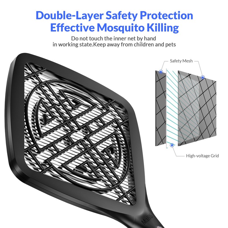Mafiti Bug Zapper 3000V Mini Electric Fly Swatter with LED