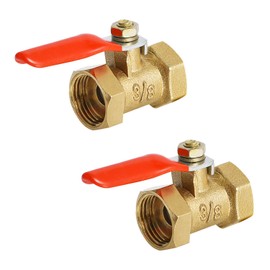 Aopin Ball Valve Brass G 3/8" Female Thread x G 3/8" Female Thread Valve Blocks Water, Oil, Gas Liquids, Vinyl Handle, Suitable for PEX, Copper, HDPE2 Pieces