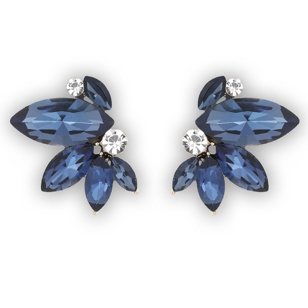 Navy Blue Rhinestone Earring Sparkly Faux Crystal Stud Earrings for