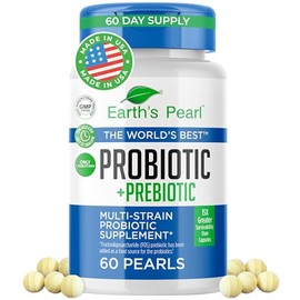 Earth's Pearl Probiotics for Women & Men & Kids - Pearl-Shaped Probiotic & Prebiotics with BIO-Tract®, 4 Billion CFU, Gut Health Support (60-Day Suppl