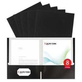 8 Packs Black Two Pocket File Folders,File Folder Letter Size,8.5x11Inches File Folders for Office,School and Home,Organizer File Folder