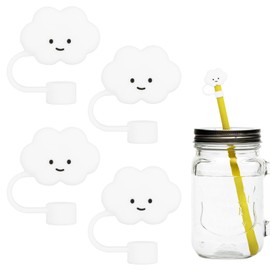 4 Stück Silikon Strohhalm Abdeckungen wiederverwendbare Strohhalmkappe Strohhalmspitzen wolken Strohaufsatz staubdicht Trinkbecher Trinkhalmspitzenschutz BPA-frei Strohstopfen für 10mm Strohhalm