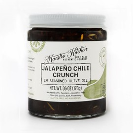 MAESTRO KITCHEN Jalapeno Crunch Chile Crunch in Olive Oil, Peppers, Garlic and Rosemary, Thai, Seasoning, Mexican Salsa, Taco, Paste, Spread, Chili Crisp, Gluten Free Snacks, Vegan, Mild Spice, 6oz