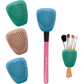 3 Piezas Fundas para Brochas de Maquillaje de Silicona, Fundas para Brochas de Maquillaje, Organizador de Brochas de Maquillaje, Lavable con Reutilizable y Agua (Verde, Marrón, Azul)