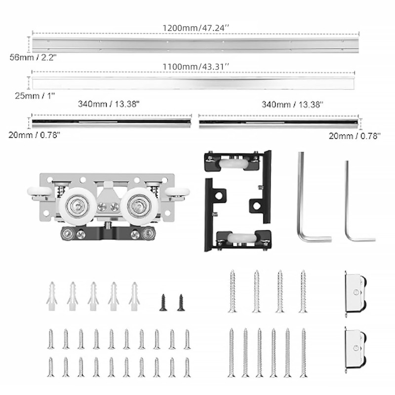 Concealed Sliding Barn Door Hardware Kit,48" Heavy Duty Sliding Door