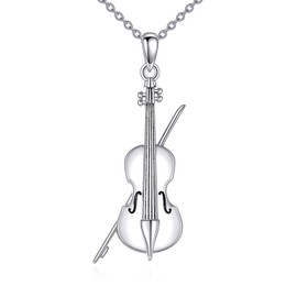 YAFEINI Cello Necklace Sterling Silver Cello and Cello Bow Pendant Necklace Music Gifts for Women Men Cellist