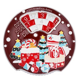 Unique Steampunk Metal Dice Spinner Set - 7-in-1 Compact DND Dice for Tabletop RPG Games, Vintage Roulette Wheel Design, Portable Travel Accessories (Christmas Gold Silver)