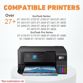 hehua Multipack Sublimation Ink 580ML for Epson EcoTank 102 104 ET-4810 ET-2850 ET-2856 ET-2810 ET-2820 ET-2830 ET-2815 ET-2870 ET-4800 EcoTank Printer for Heat Transfer T-Shirt ts(5 pack)