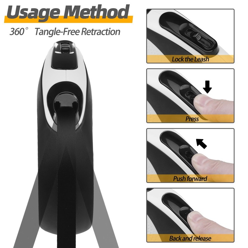 PUPTECK Retractable Dog Leash with Chew Proof Chain, 360°Tangle-Free Pet