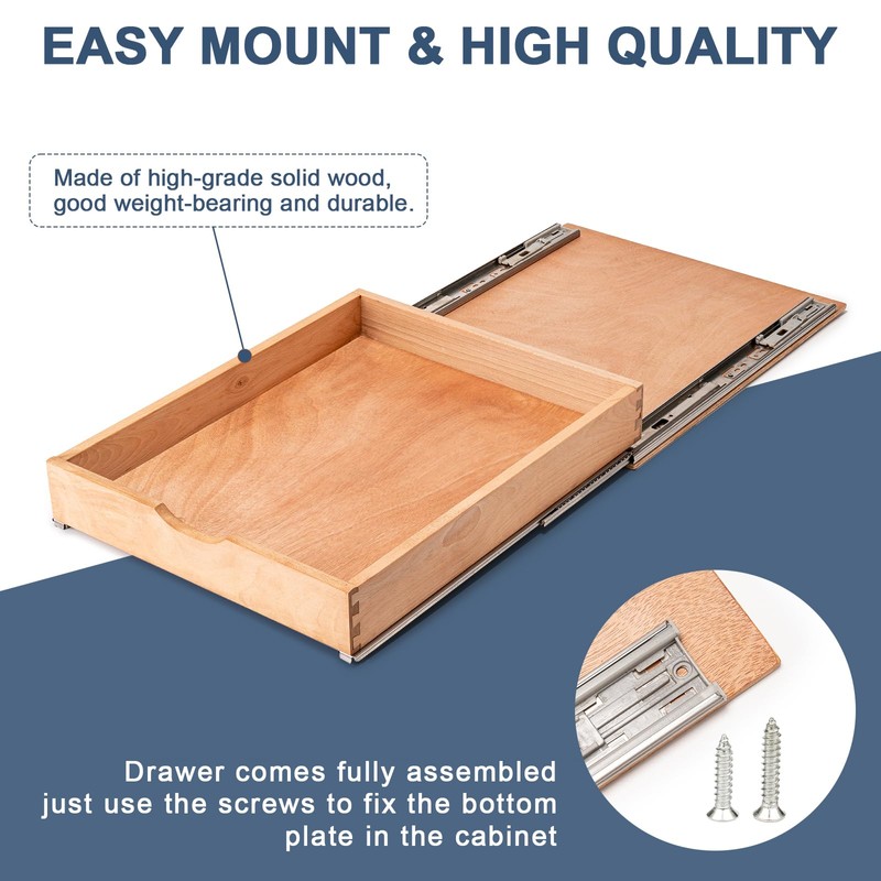 Draworia Pull Out Cabinet Drawers - 6x2 Size Options (12-23'W,18-21'D),