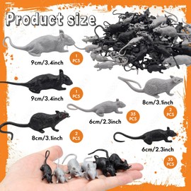 DOITEM 76 Piece Mini Faux Rats Bulk Plastic Faux Mouse Toys Realistic Pranks Mice Simulated Large and Small Mouse Rat Decorations for Christmas, April Fools' Day, Creepy Prank Party Supplies