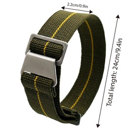 AIMALL 22mm Nylon Elastic Watch Strap, Military NATO Style Adjustable Strap with Steel Buckle, Compatible with All Major Watches