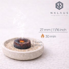 NKlaus Incense Charcoal Bulk Pack of 120 Quick Lighting Incense Charcoal Tablets Diameter 27 mm - Even Burning Easy to Use and Clean Use Also for Shisha 1204