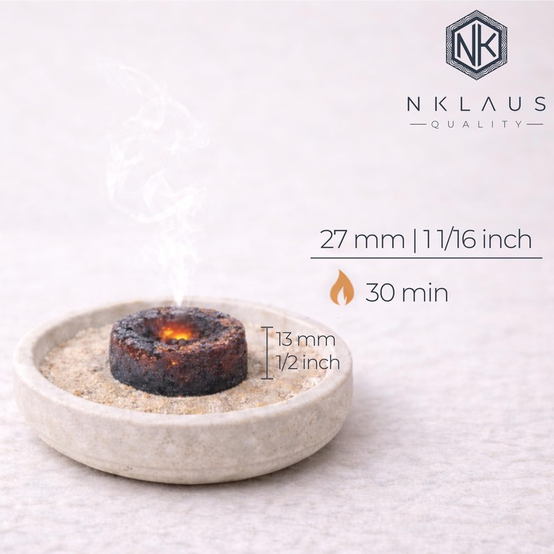 NKlaus Incense Charcoal Bulk Pack of 120 Quick Lighting Incense