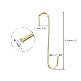 uxcell S Hanging Hooks, 8inch(200mm) Extra Long Steel Hanger, Indoor Outdoor Uses for Garden, Bathroom, Closet, Workshop, Kitchen, Gold Tone, 5Pcs