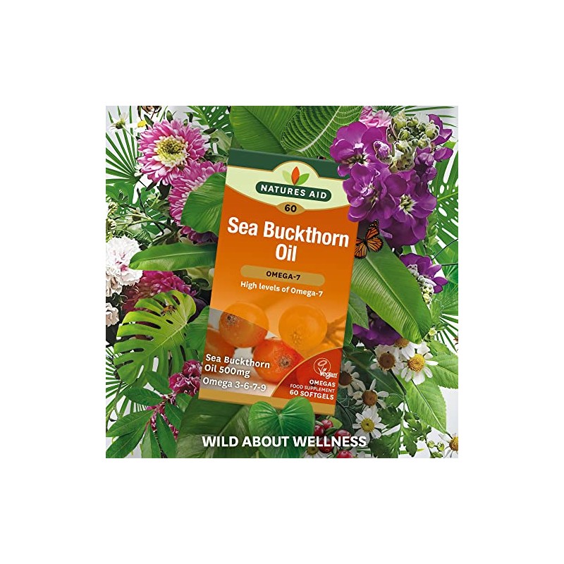 Natures aid 100% Pure Omega-7 Sea Buckthorn Oil 500mg, 60
