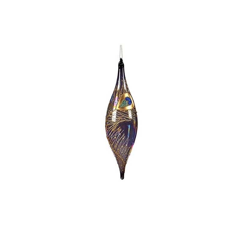 Goodwill: Christmas Italian Blue and Gold hand Blown Large Finial
