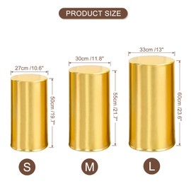 sourcing map Set of 3 Gold Cylinder Stand Covers for Metal White Cylinder Pedestals Stands, Spandex Pedestals Cover for Party, Wedding, Birthday, Only Cover, Small