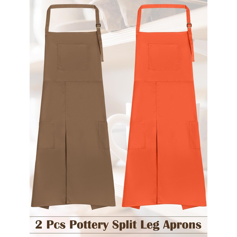 Breathffy 2 Pcs Pottery Aprons Split Leg Adjustable Ceramics Apron