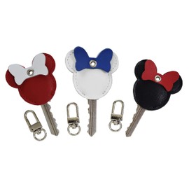 Angel House Women's Key Cover, Leather, Genuine Leather, Key Case, Key Cap, Security Leather, Key Cover, Hidden Number and Number, Ribbon Pattern, Set of 3, C, Set of 3