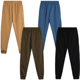Quad Seven Boys' Sweatpants – 4 Pack Basic Active Fleece Joggers (Size: 4-18), Size 8-10, Black/Olive/Khaki/Blue