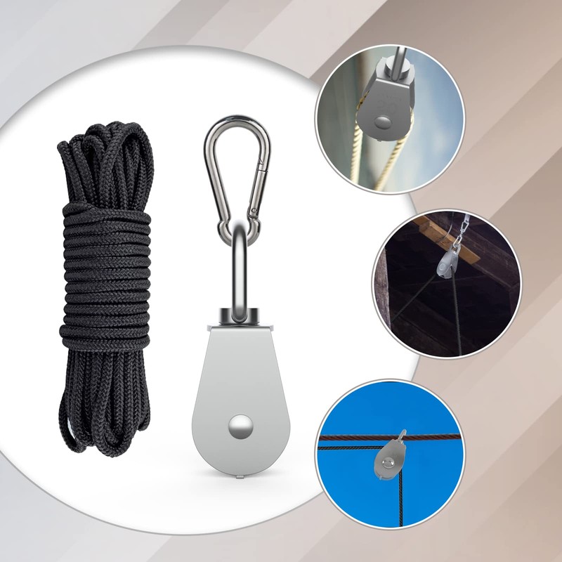 DBREAKS Stainless Steel Pulley, Rope Block with 25 mm Roller,