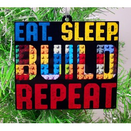Generic Master Builders Brick Ornament - Eat, Sleep, Build, Repeat, GCCO1.122