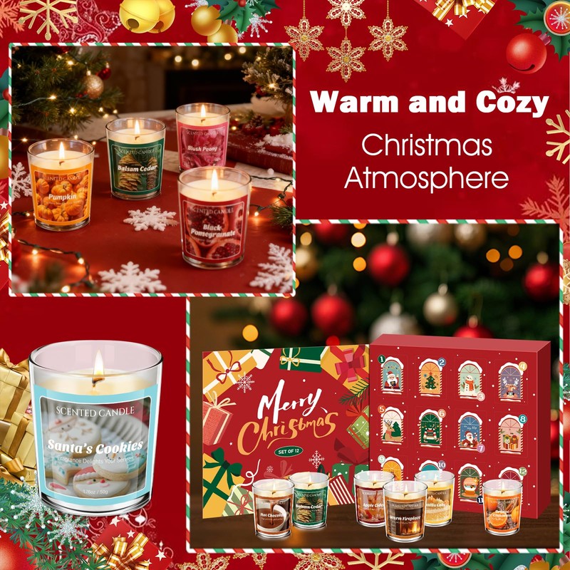 SCENTORINI Scented Candle, 50g*12 Scents with Surprise Holiday Natural Soy